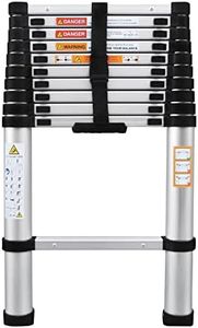 Aluminium Telescoping Ladder, 3.2M Heavy Duty Multi-Purpose, Non-Slip, Max Load 150kg/330lb, Portable Extension Loft Ladder