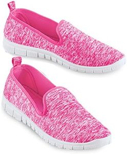 Collections Etc Slip On Lightweight Memory Foam Sole Sneakers, Wide Width Pink