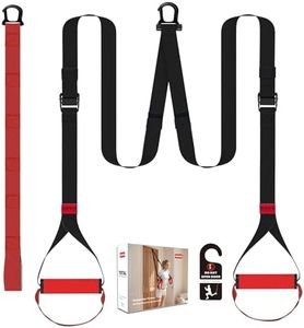 OUUO Suspension Straps Trainer for Home Gym with Integrated Door Anchor for 1-Second Setup, All in One Bodyweight Resistance Bands for Indoor & Outdoor Fitness Training System