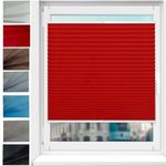 Window Blinds No Drilling, 115 x 130 cm No Drill Blinds Easy Fit Blinds No Drill Blinds Self Adhesive Blinds for Window Privacy Protection, Red