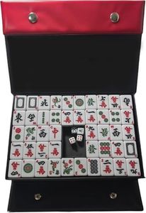 FOLLDALT Mahjong Set,144PCS 3.0x2.25x1.7cm,Mahjong Tiles Set Portable with 3 Dice,Full Size with English Number for Travel Party Family Game 麻将