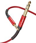 JSAUX 1/8 Inch to 1/4 Inch Cable 4FT, 3.5mm to 6.35mm Male to Male TRS Cable Bidirectional, 3.5mm to 1/4 Stereo Audio Cable Jack for Guitar, iPod, Laptop, Home Theater Devices, Speaker, Amplifiers-Red