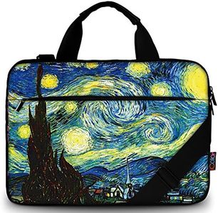 iColor 15" Canvas Laptop Shoulder Messenger Bags 14" 15.4 Inch Briefcase 15.6" Computer PC Notebook Tablet Handle Cases Carrying Sleeve Cover Holder for Office Netbook (14"~15.6", Starry Nigh)