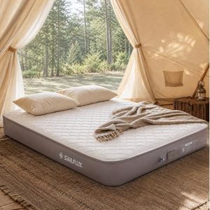 Queen 10" Camping Air Mattress with Memory Foam Topper & Built-In Pump