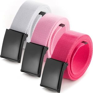 Mile High Life Cut To Fit Canvas Web Belt Size Up to 52" with Flip-Top Solid Black Military Buckle