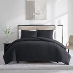 Vera Wang - Queen Comforter Set, Luxury Cotton Bedding with Matching Shams, Home Décor for All Seasons (Waffle Pique Black, Queen)