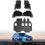 ASUGO 3-Row Floor Mats Compatible with Mitsubishi Pajero Sport 7 Seats 2015-Onwards, Double-Layer Car Mats with Door Sill Coverage, All-Weather Heavy Duty Carpet Liners