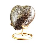 eSplanade Brass Mini Cremation Urn Heart-Shaped Keepsake Memorial Jar Pot Container | Small Urn for Funeral Ashes Burial | Textured Metal Keepsake with Stand | Golden - 2.75" Inches