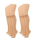 No Nonsense Women's Sheer Toe Comfort Top Knee Highs, Plus Size, 8 Pair Pack