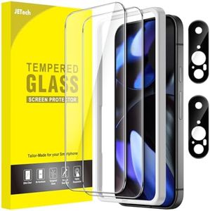 JETech Screen Protector for Google Pixel 9 with Camera Lens Protector, Easy Installation Tool, Fingerprint Compatible, Tempered Glass Film, HD Clear, 2-Pack Each