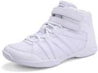 BAXINIER Girls White High Top Cheerleading Shoes Lightweight Youth Cheer Competition Sneakers Training Dance Tennis Shoes - White 3 Big Kid