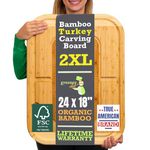 Large Cutting Board Natural Bamboo Wood Chopping Cutting Board for Kitchen Vegetables, Fruits & Cheese, BPA Free, Eco-Friendly, Anti-Microbial Durable and Easy to Clean (39 x 31cm)