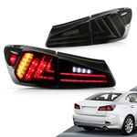 VLAND Full LED Tail Lights Compatible For Lexus IS250 IS350 2006-2013 ISF 2008-2015(Not For IS250C and Convertible Versions) Rear Lamps Assembly/Plug&Play/No Need Bulbs/4-Pieces/Smoked