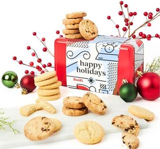 David’s Cookies Shortbread Cookies in Happy Holidays Gift Tin – Festive Holiday Cookie Sampler Gift Box for Christmas & Family Gatherings – Mini Scottish Butter and Chocolate Chip Shortbread