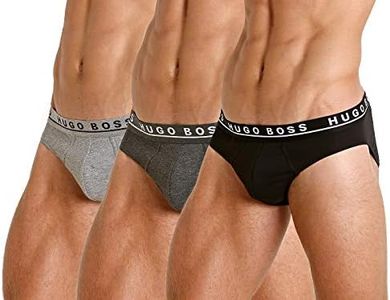 BOSS Hugo Men's 3-Pack Classic Regular Fit Stretch Briefs, Gray/Charcoal/Black, Small