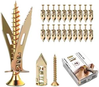Drywall Anchors and Screws Kit, Heavy Duty Anchors for Dry Wall Repair Tools, No Drill or Holes in Wall Hardware Set for Fixing Pictures, Flags, Furniture, Signs,TV,Outdoor Decor (20, 1.18in)