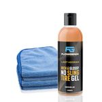 Flowgenix™ Tire Shine Gel Coating and Dressing (Last Hoorah) - High Gloss Wheel Tire Shine for Cars - No-Sling Anti-Stick Protection - Works on Rubber, Plastic, Vinyl (8 oz) - Incl 2 Microfiber Towels