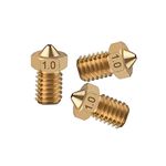 TESSERACT 1.0mm Extruder Nozzle For 3D Printer | V6 Type Brass Nozzle for 3D Printing | Made in India Compatible With E3D V6 And E3D V5 J-Head Hotend And M6 Threaded Extruder (Qty- 3 Nozzles V6 1.0mm)