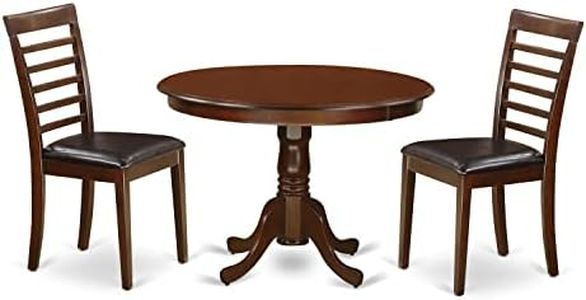 East West Furniture HLML3-MAH-LC 3Piece Hartland Set with One Round 42in Dinette Table & Two Dinette Chairs with Faux Leather Seat in a Attractive Mahogany Finish