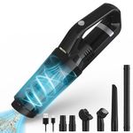 Tiagowell Cordless Car Vacuum Cleaner, Handheld Vacuum with 120W High Power Motor & 7500Pa Strong Suction, Lightweight, LED Light, Mini Vacuum Cleaner for Car Home Pet, Black