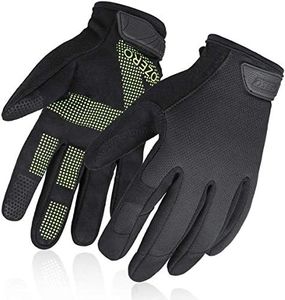 OZERO Gants de travail de sécurité, gants de mécanicien, gants anti-vibrations, robustes (Vert, M)