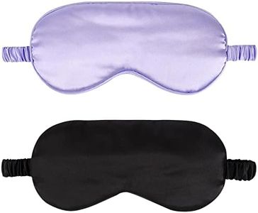 2Pack Silk Sleep Mask,IEKEODI Eye Mask for Sleeping,Elastic Blackout Eye Mask & Blindfold for Full Night's Sleep,Travel and Nap(Black+Purple)