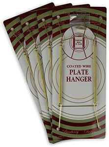 Brass Vinyl Coated Plate Hanger 10 to 14 Inch Pack of 4 Hangers - Plate Hangers for The Wall