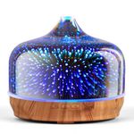 Porseme 500ml Large Glass Scented Oil Diffuser,Handmade 3D Ultrasonic Aromatherapy Humidifiers,Color Changing Cool Mist Essential Oil Diffuser, BPA Free and Waterless Auto-off for Home,Office,Spa