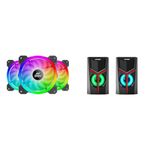 Ant Esports Superflow 120mm 3 IN 1 ARGB Three Dual-Sided ARGB ring light PWM Case Fan Kit - Black, 4