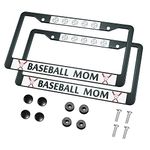 HOSNYE Baseball Mom License Plate Frame Black 2 Pcs Baseball and Bat Metal Cute Licenses Plates Frames Licenses Plate Covers Car Tag Frame for Women Men US Vehicles