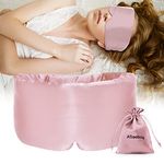 ATreebag Silk Sleep Mask for Women Men, Mulberry Silk Eye Sleeping Mask & Blindfold with Adjustable Velcro Strap, Blackout Eye Cover for Sleep Travel Yoga Nap, Large Size (Light Plum)