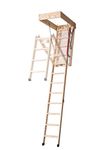 Pull Down Wooden Loft Ladder/Timber Deluxe 3-Section Attic Ladder with Insulated Hatch, Made in Denmark with Wood Supporting Responsible Forestry FCS C022300 1150mm x 575mm