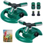 Hinastar Lawn Sprinkler,Automatic Garden Water Sprinkler,Upgrade 360 Degree Rotation Irrigation System,Large Area Coverage,Sprinkler for Yard,Lawn,Kids and Garden-2 Pack(Deep Green)…