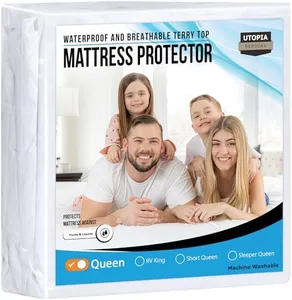 Utopia Bedding Waterproof Mattress Protector Queen Size, Premium Terry Mattress Cover 200 GSM, Breathable, Fitted Style with Stretchable Pockets (White)