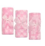 BBsky Set of 3 Baby Boy Girl Unisex Newborn Super Soft Fleece Blankets, Multi Purpose Patterned Crib Car Moses Pram Seat Stroller Cover Travel Home or Just for Gift Idea (Pink)