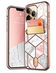 i-Blason Thermoplastic Polyurethane Cosmo Wallet Case For Iphone 13 Pro 6.1 Inch (2021 Release), Slim Designer Wallet Protective Case With Card Holder Marble