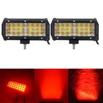 Auxmotec Red Led Off-Road Light Bar 36W 7-inch Spot Driving Work Lights Pods Waterproof Fog Lamps for Off-Road Truck Car ATV UTV SUV Truck Tractor Boat Fishing Hunting 12V 24V 2pcs