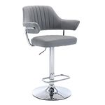 HNNHOME Modern Emper Padded Swivel Faux Leather Breakfast Kitchen Bar Stool Pub Barstool (Light Grey)