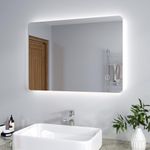 ELEGANT 700x500mm Wall-Mounted Mirrors with Lights Sensor Switch LED Illuminated Bath Vanity Bathroom Mirror Horizontal & Vertical Back-lit