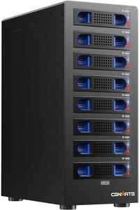 CENMATE 8 Bay Hard Drive RAID Enclosure with Cooling Fan for 2.5/3.5" SATA HDD/SSD with USB A/C 3.0＋eSATA Cable, 3.5 Hard Drive Enclosure Supports 160TB Capacity, 8 RAID Modes, DAS(NO NAS)
