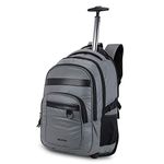 NOVEX Laptop Trolley Backpack Case With 2 Wheels | Laptop Rolling Soft Bags | 3 Compartments Travel Trolleys | Spinner Grey Bag, 15.6 - Inch, Polyester Water Resistant Luggage for Men & Women