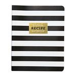 C.R. Gibson Black and White Striped Spiral Recipe Journal, 100 Pages, 7.25" x 9" (QMR-18688)