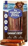 Premium Bully Sticks for Dogs/Chien | 6" Dog Chew | 5 Treats, 100g | 100% Beef Puppy Chews | Low Odor, All Natural Large Dental Pet Food from Canada