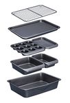 MasterClass Smart Space Stacking Non-Stick Bakeware Set, 7 Piece Baking Trays, Gift Boxed, Grey