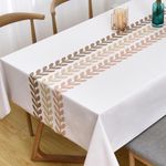 Plenmor Table Cloth Wipeable PVC Tablecloth Waterproof Wipe Clean Plastic Vinyl Table Cover Protector Square for Outdoor Picnic Party (Leaves-2, 137x137 cm)