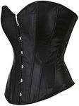 Hengzhifeng Corset Tops for Women Gothic Satin Classic Bustiers Plus Size (AU 12-14,Black)