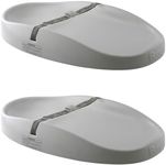 Bumbo 2 Pack Baby Changing Pads for Dresser or Table Top, Portable & Wipeable Non Slip Soft Contoured Diaper Change Station with Harness, Cool Grey