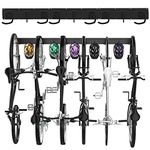 Poweka Bike Wall Rack, 6 Bicycles Bike Wall Mount Garage Storage Organizer & 5 Helmet Hooks, Overall Hold Up to 600 LBS, Adjustable Indoor Bicycle Storage Mounted Bike Hanger Holder for Space Saving