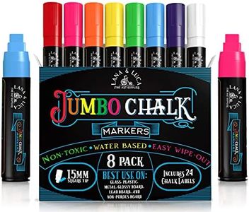 LANA & LUCA Jumbo Liquid Chalk Markers Square Tip - Bold Color Chalk Board Marker for Chalkboards, Windows, Signs, Blackboards - 15mm Tip (8 Pack)