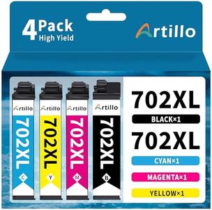 Artillo 702XL Remanufactured Ink Cartridges Replacement for Epson 702 Ink Cartridges Combo Pack 702 XL T702 T702XL to use with Workforce Pro WF-3720 WF-3725 WF-3730 Printer (BCMY, 4 Pack)